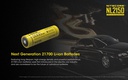 Battery: Nitecore NL2150, Rechargeable 27100 Li-ion, 3.6V 5000mAh, Discharge current max 8A