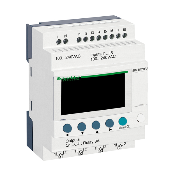 PLC: Schneider SR2B121FU Compact smart relay Zelio Logic - 12 I O - 100..240 V AC - clock - display