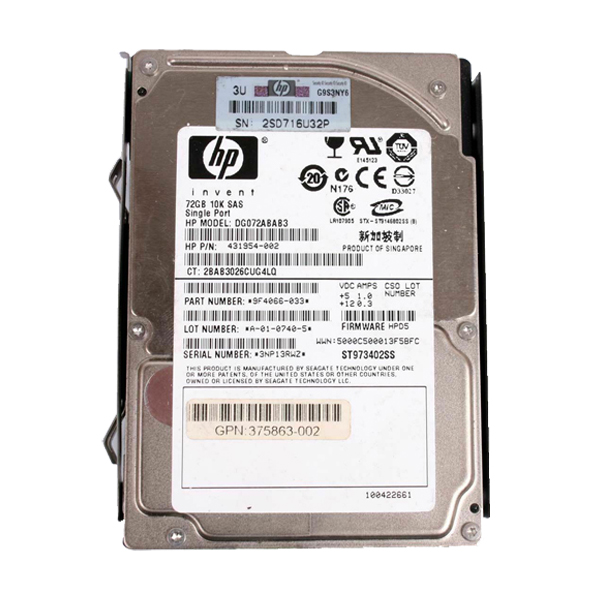 HDD: HP 72GB, 3.5", SAS, 15Krpm