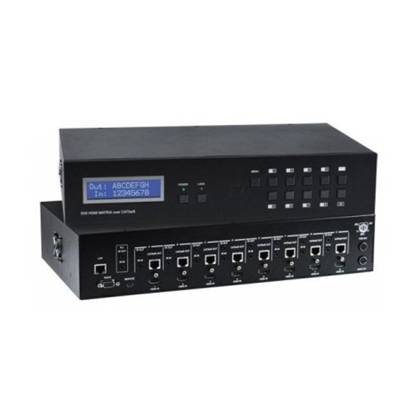 Server Room Monitoring System Sensor: NTI ST-C64K9GB-R-HDBT 4K 9Gbps HDMI Matrix Switch Over HDBase-T with PoE