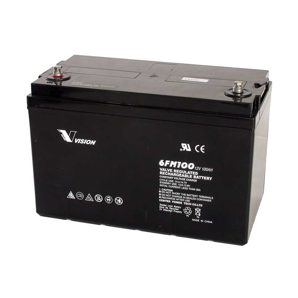 Battery: Vision FM Series Valve Regulated Rechargeable Battery (12V/100Ah)
