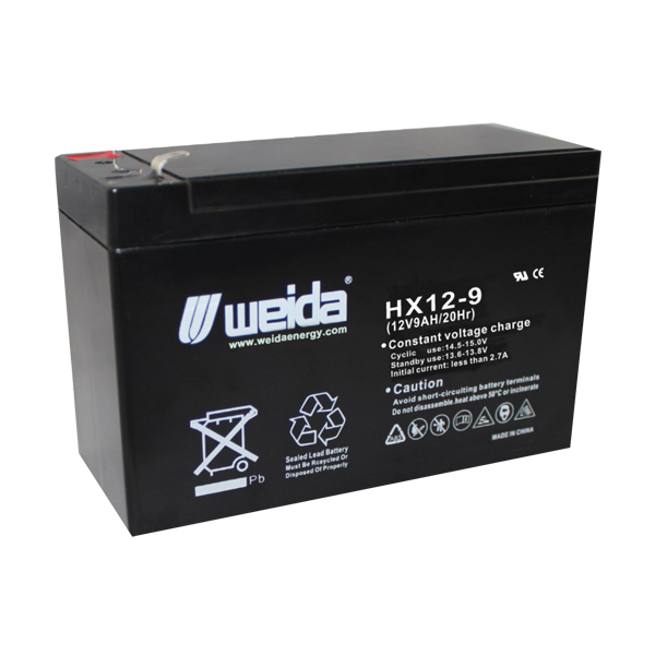 Battery: Weida HX12-9 F2, 12V/9Ah AGM VRLA, L151xW65xH94. 2.5kg